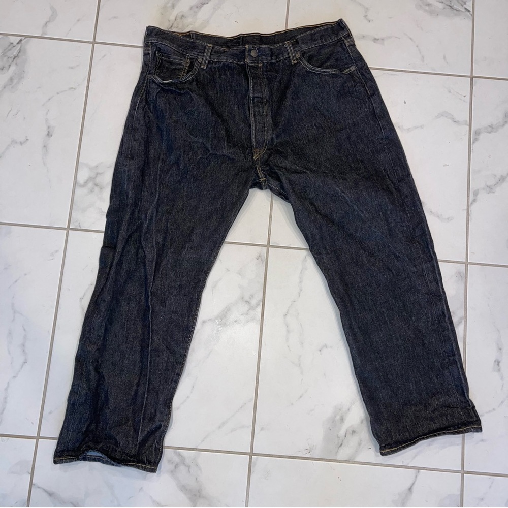 MENS Levi's 501 Jeans Original Button Fly Dark Blue Denim W42 x L30 Big & Tall